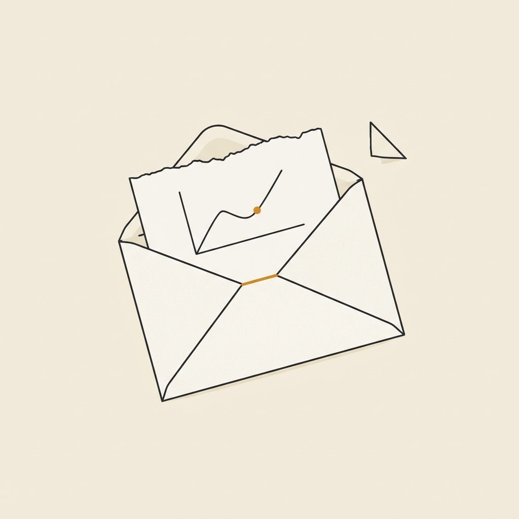 Illustration of a single dated envelope, standing for the Monday email that reports whether the low point moved.